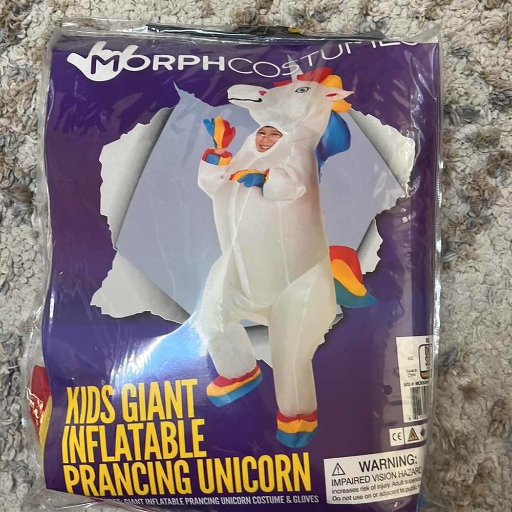Giant Inflatable Prancing Unicorn Costume Child One Size NWT